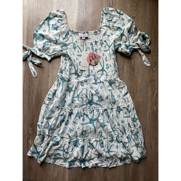 Agua Bendita Seahorse Ruched Mini Babydoll Dress Design - Picture 1 of 5